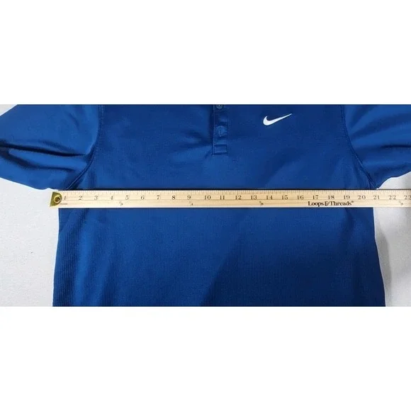 Y2K Nike Dri Fit Golf Polo Shirt Waffle Knit Blue/White Mens Large - Picture 2 of 14